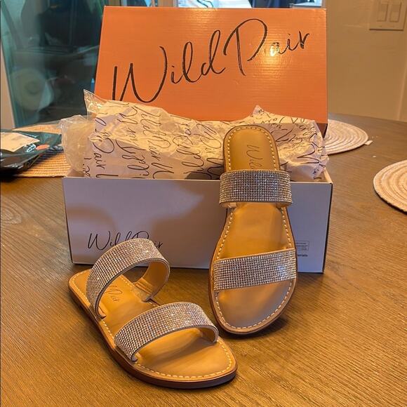 Wild Pair Ginnie Double-Band Slide Flat Sandals - Picture 1 of 8